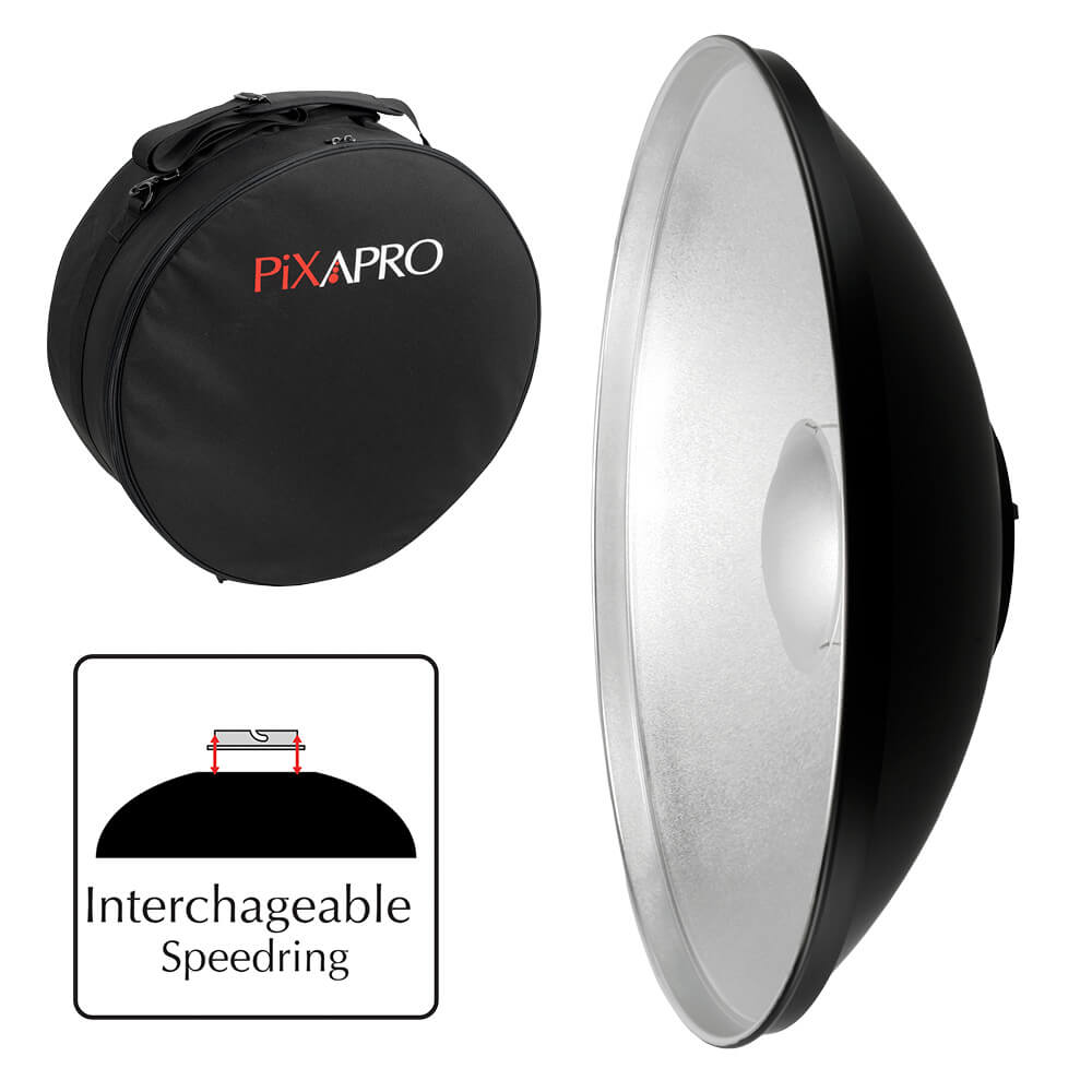 55cm (21.6") Silver Beauty Dish Photography with Padded Carry Case 