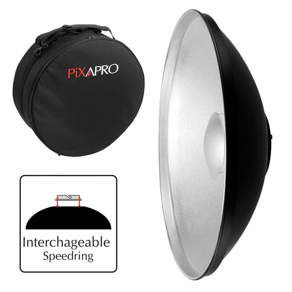 55cm (21.6") Silver Beauty Dish Photography with Padded Carry Case 