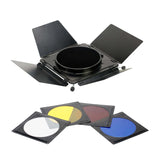 Universal Barndoor With Honeycomb And 4* Colour Gels (Maximum 17.5cm Diameter)