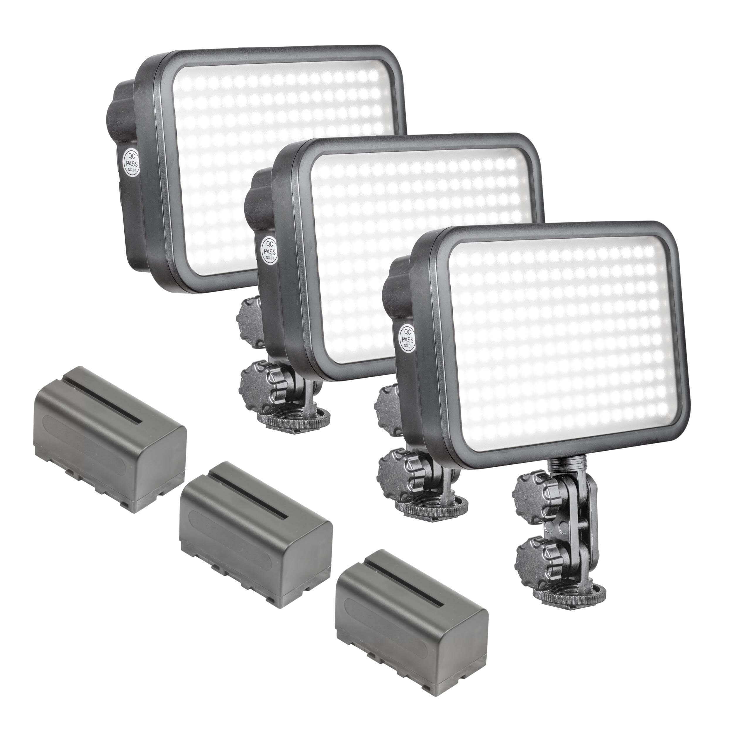 3x LED170 On Camera LED & 3 Rechargeable Batteries - PixaPro 