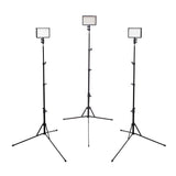 LED308 Hot Shoe Video Light Panel Triple Kit with 3×Light Stands