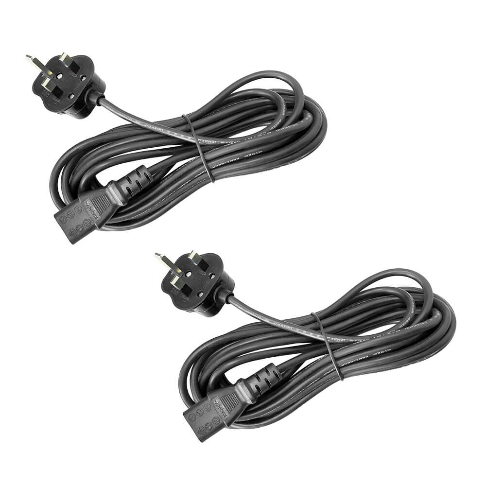 2x Spare 5A Three-Core Flex UK 3 Pin Power Cable