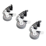 3 x Caster Wheels For C-Stands (30mm Leg Diameter) By PixaPro 