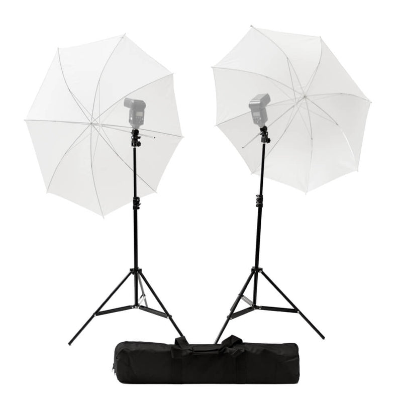 Studio Twin 40" White Translucent Brolly Kit with Single HotShoe Adapter