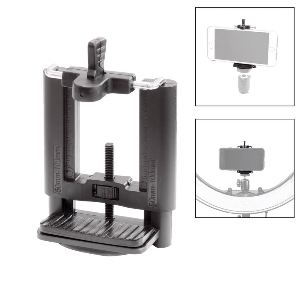 PixaPro Adjustable Clip-On Cell Phone Holder with 1/4" Thread