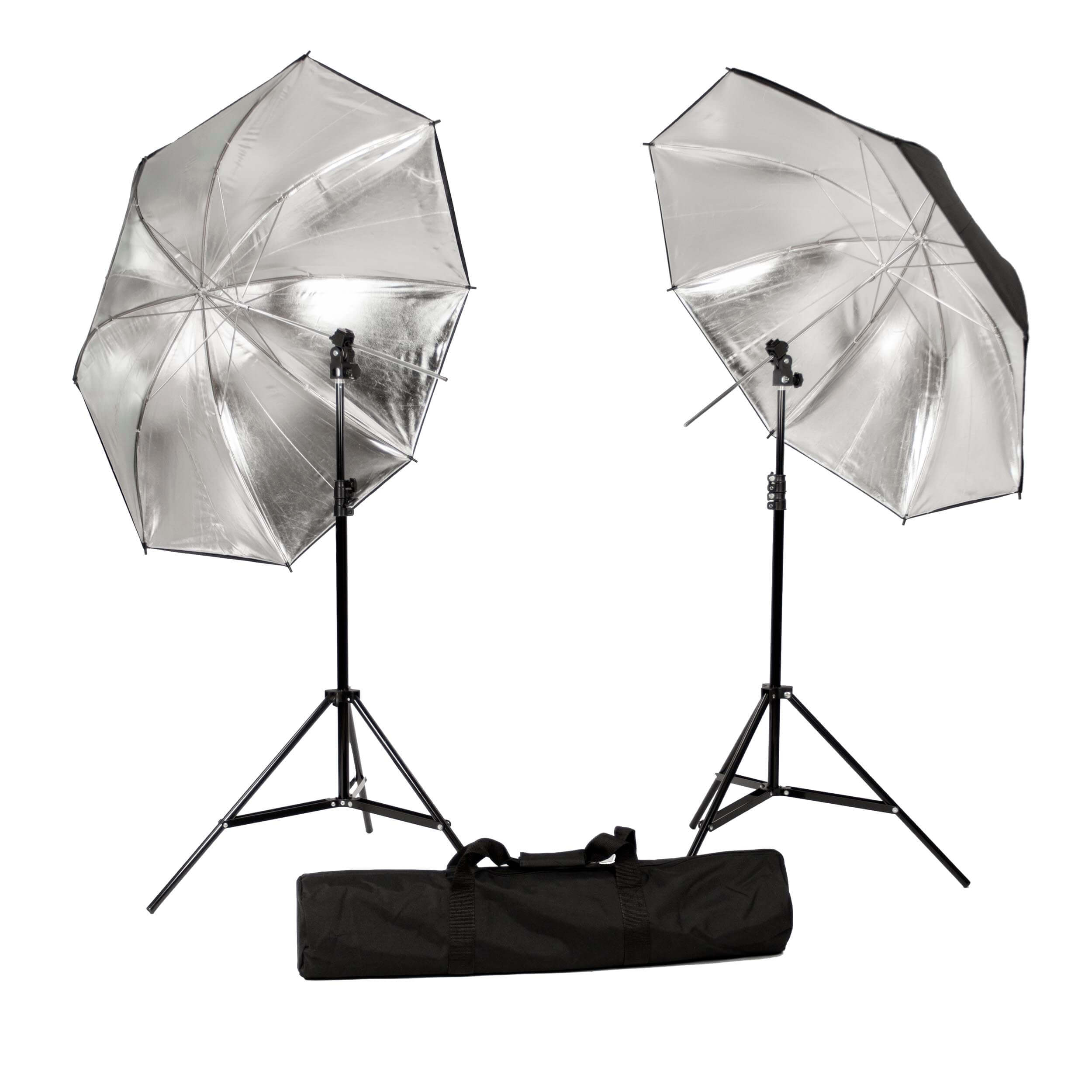 All-in-One Twin Black/Silver Umbrella Speedlite Kit By PixaPro 