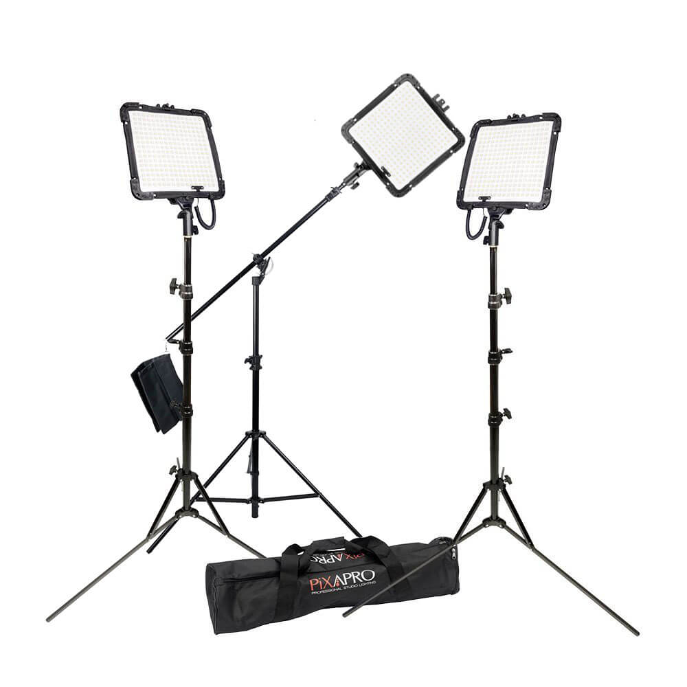 PIXAPRO LENNO256S Studio LED Panel Light Three Boom Head Kit