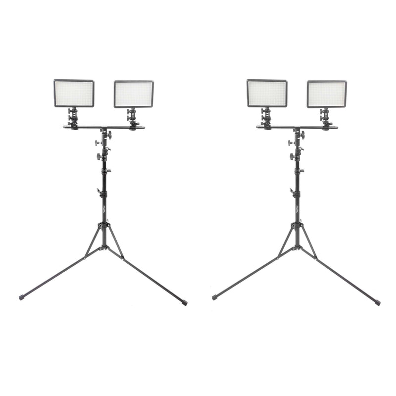 LED308D Dual Hot-shoe Crossbar and Portable Light Stand Twin Kit