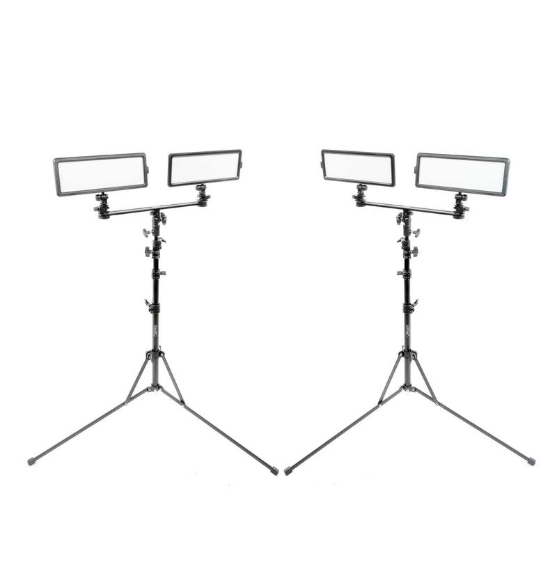 GLOWPAD 144SB with Dual Hot-shoe Crossbar and Portable Light Stand Twin Kit