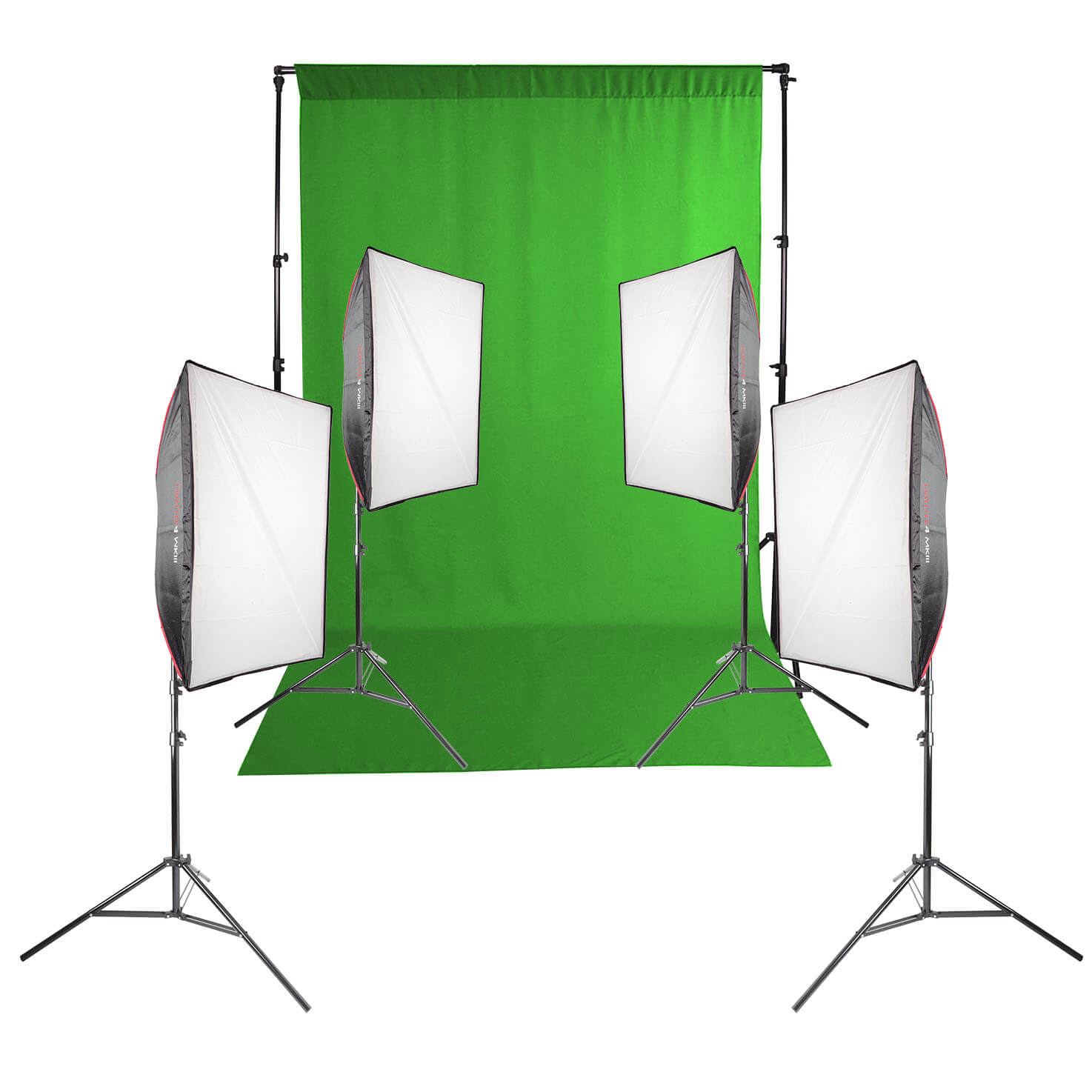 Green Screen DAYLITE4 MKIII 6800W Quad Kit & Background 