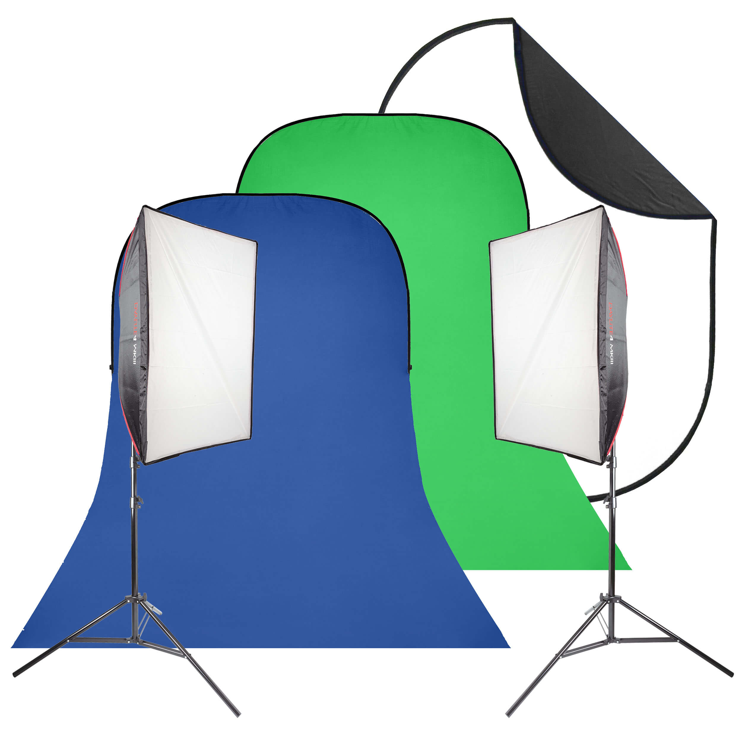 Daylite4 MKIII 4200W Fluorescent Softbox Twin-Kit with Backdrop & Train 