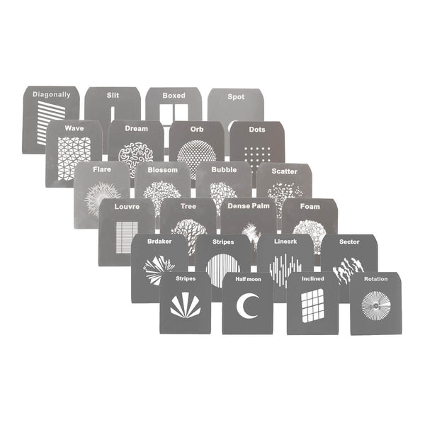Laser-Cut Stainless Steel Gobos Kit for EF/Mount Optical Snoot