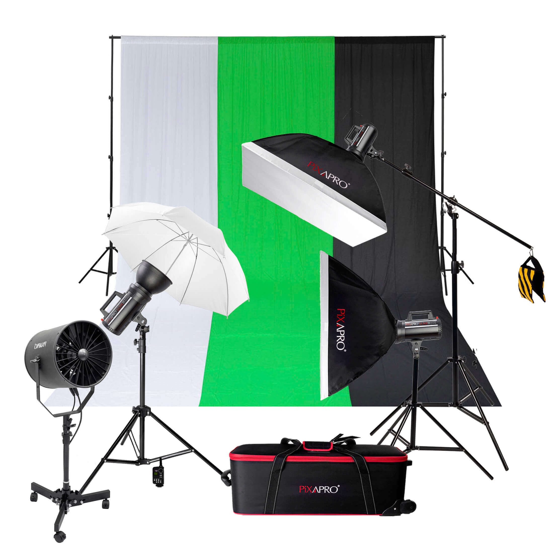 LUMI200II 3 Head Boom Studio Flash Kit -Beginner Fashion Photography