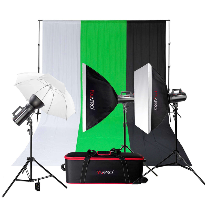 LUMI400II 3 Head Studio Flash Lighting Kit -Advanced Portrait Photography