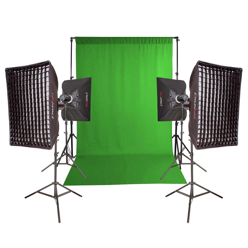 LUMI400II Complete Content Creator Studio Chromakey Green Screen Lighting Kit