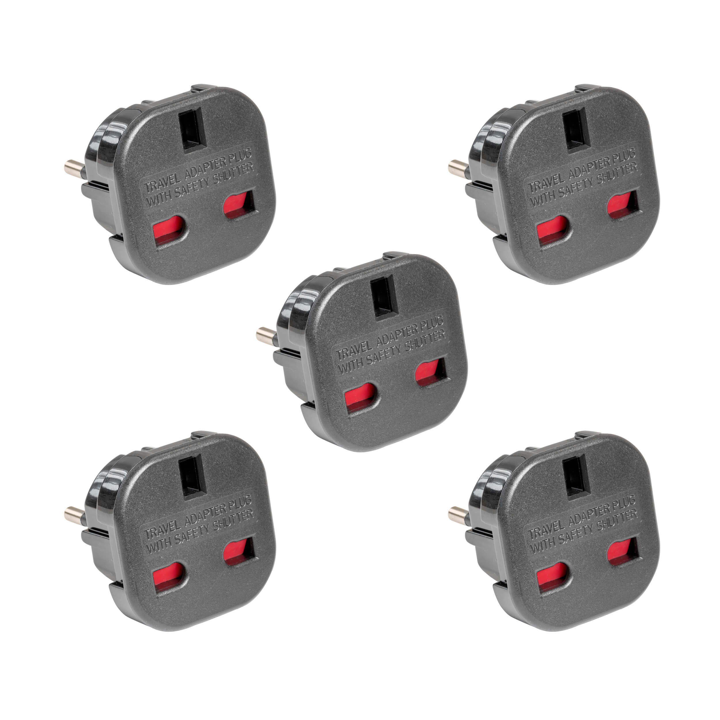 5x UK to EU Mains Power Plug Adapter By PixaPro