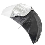 2in1 (88") Black/White Strip Fiberglass Parabolic Umbrella 