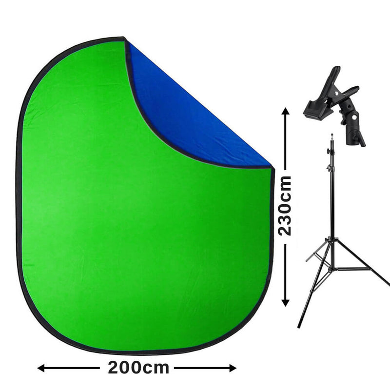 3pcs Dual Frame Chroma Green/Blue Background Stand, Clamp
