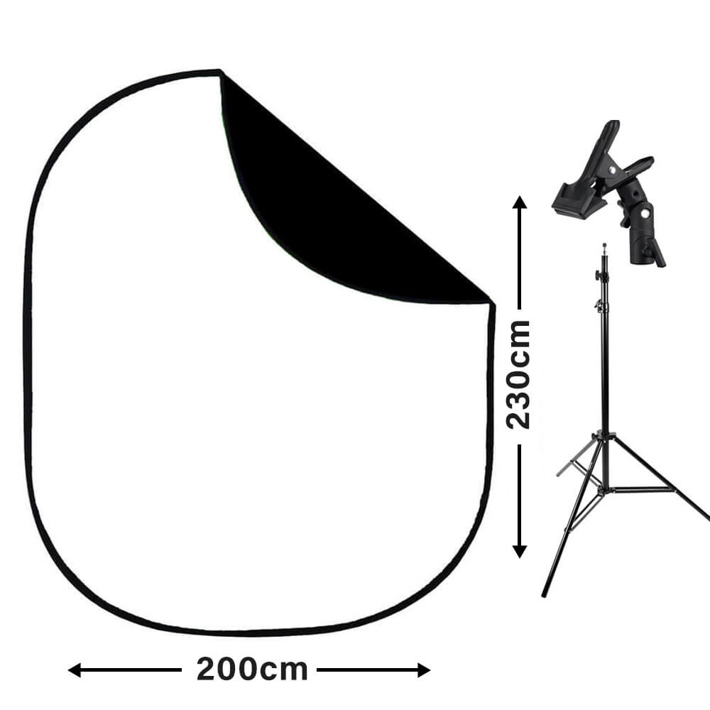 Black/White Portable Backdrops Extension Stand Kit with Clamp