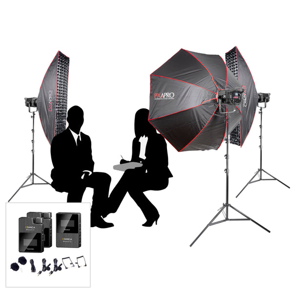 LED200D MKIII Two-Person Interview Lighting Set Up & Audio Kit