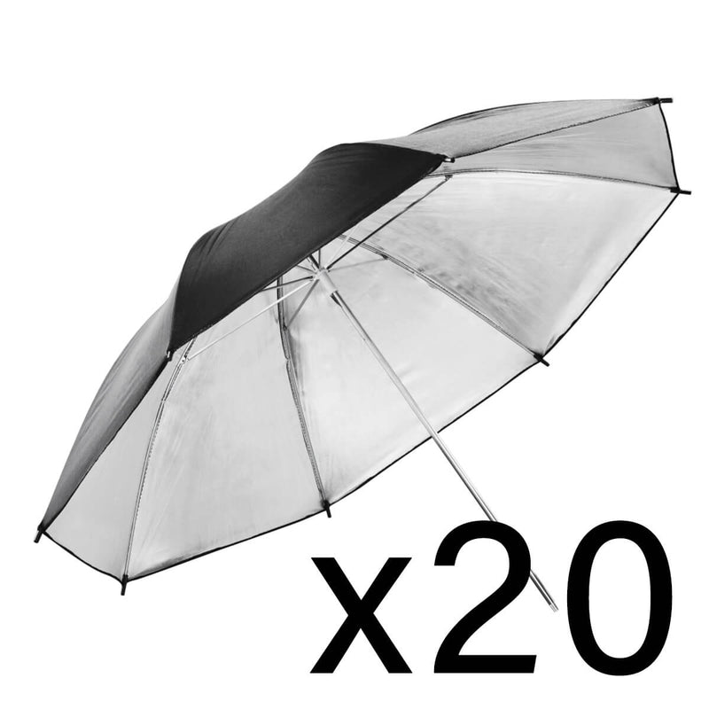 PixaPro Studio Lighting Reflective Umbrella Black/Silver 40"-Qty 20