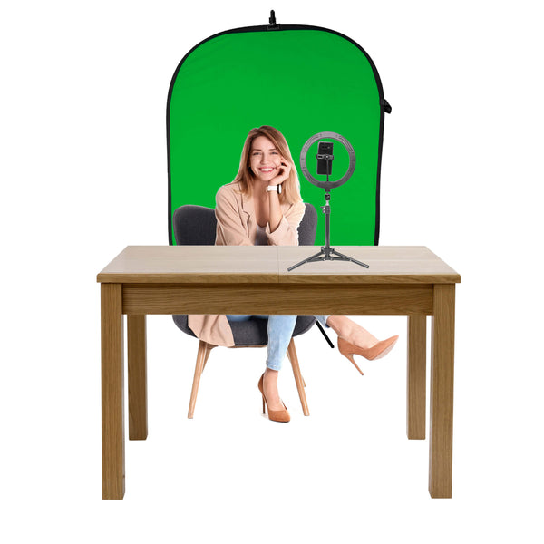 10" Ring Light Conferencing Kit & Dual Side Backdrop (Green/Blue) 