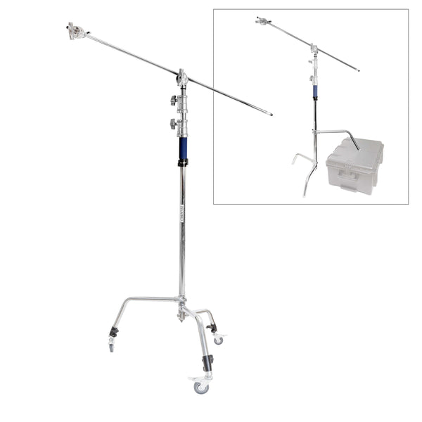 PixaPro Sliding-Leg C-Stand with 50inch Boom, and Caster Wheels 