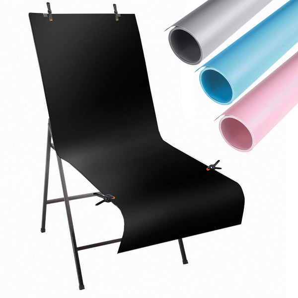 Portable Still Life Shooting Table with 60x130cm PVC Background Set & Clamps
