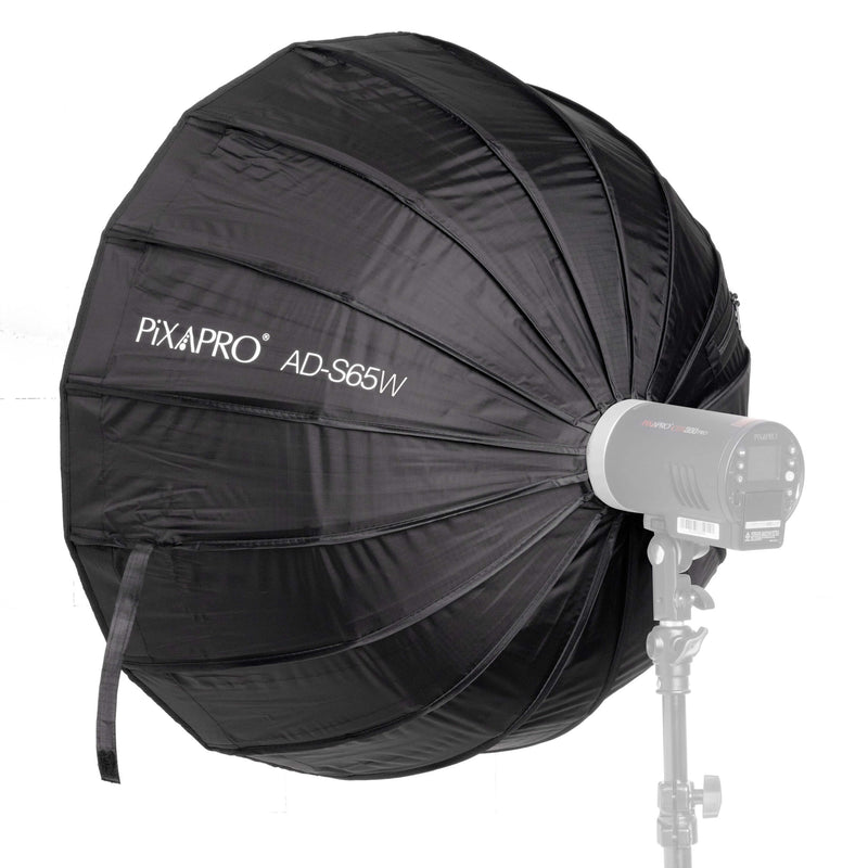 PIXAPRO ADS65W 65cm 16-rod Godox-Fit Easy-Open softbox with Pop-Up Deflector Dishes