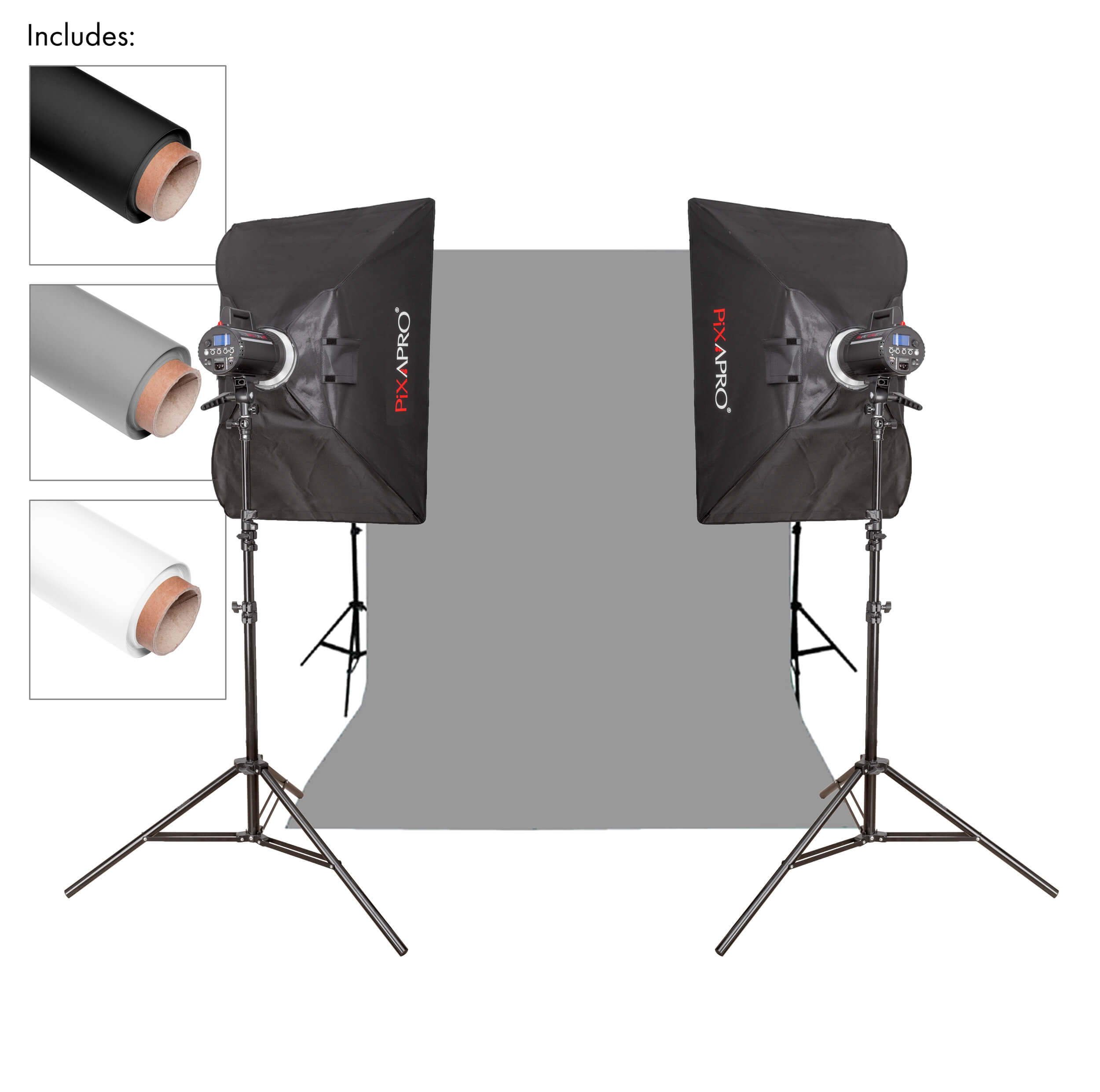 LUMI200II 2 Lights Setup Complete Background Lighting Studio Flash Kit