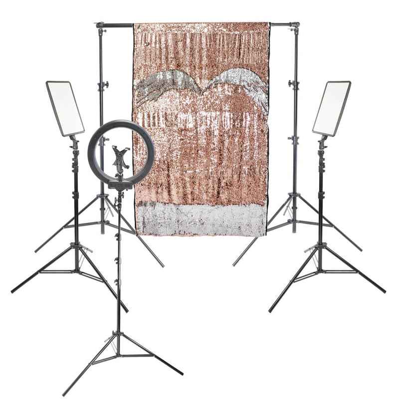 Sequin Photo Booth Backdrop Kit Comes With Light Stands
