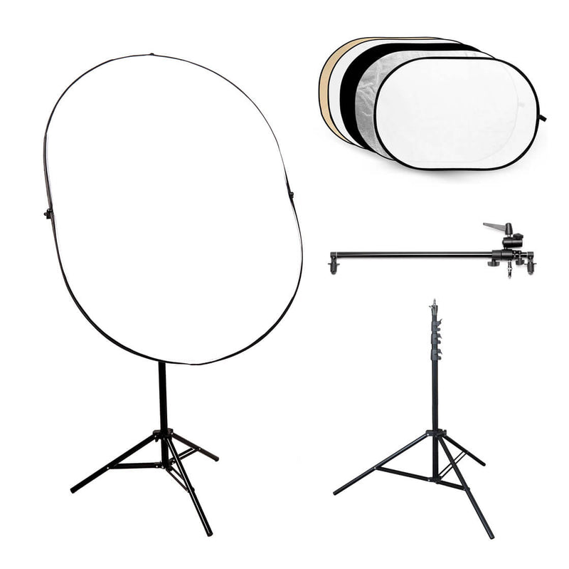 5-In-1 Collapsible Reflector Board (80x120cm) With Reflector Arm & Stand Kit