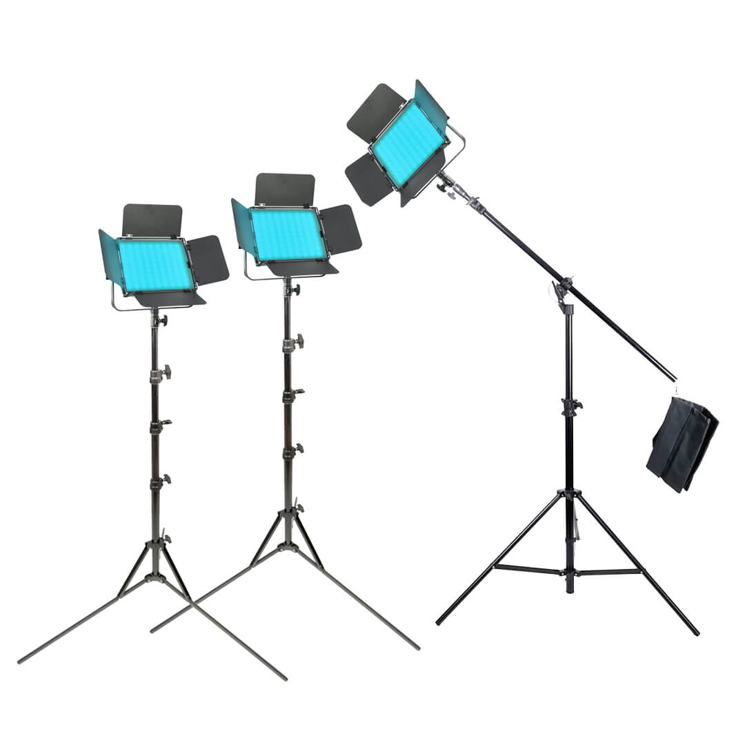 3-Pack Panel Lighting Kit LECO500RGB MKII & Stands