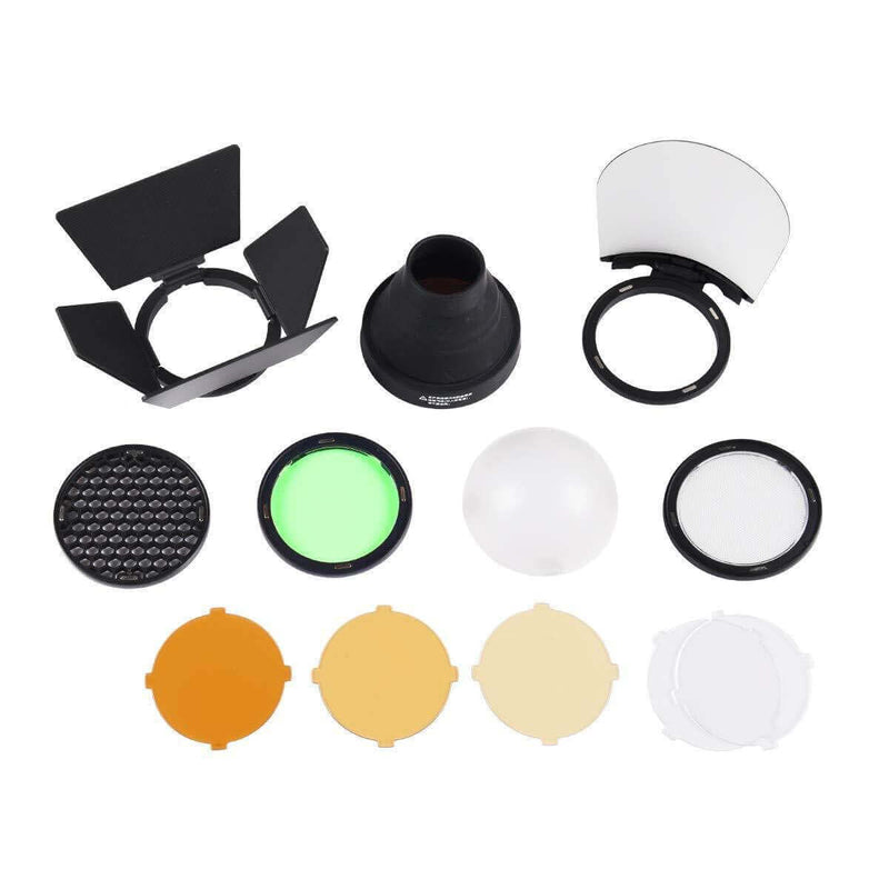 Round Flash Head Accessories Kit and Colour Correction Gel Set for Godox V1 Speedlight and H200R Round Flash Head to AD200 AD200pro Pocket Flash