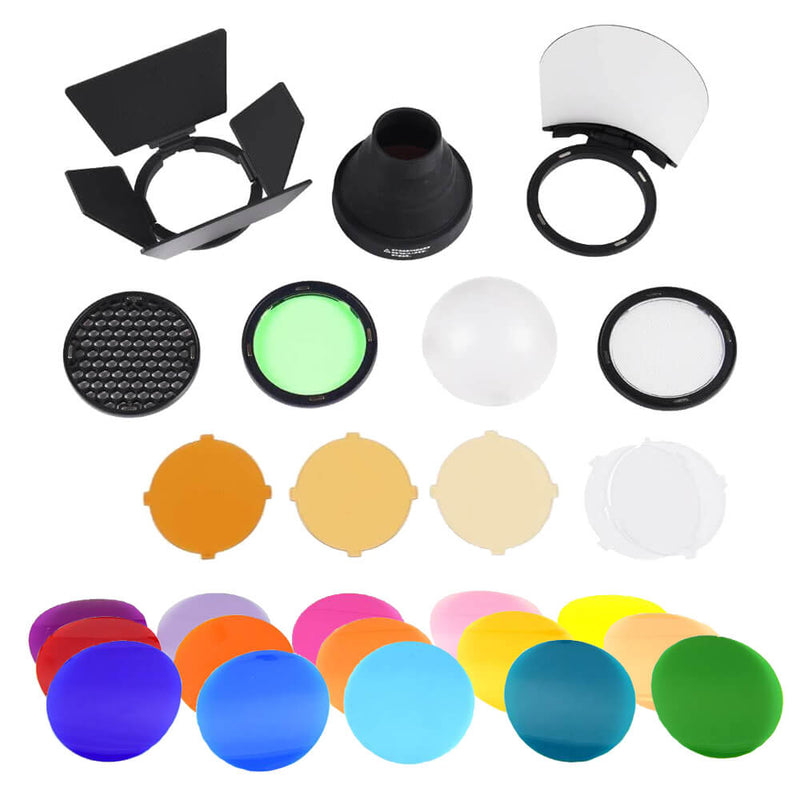 Round Head Accessory Kit with Colour Correction Gel Set -PixaPro 