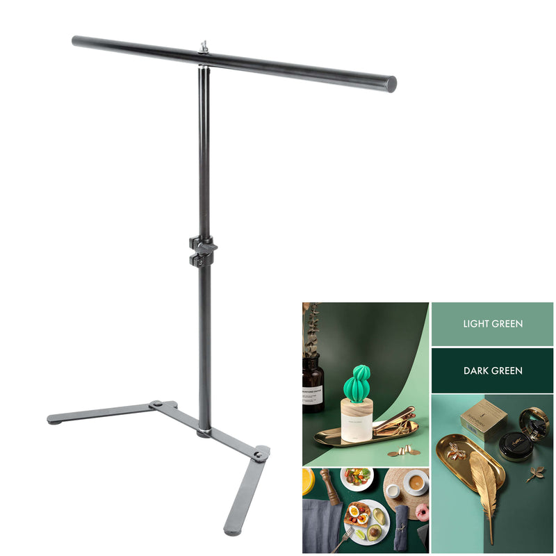 Hard-Wearing Dual-Sided Paper Background with Table-Top Stand (Dark Green & Light Green)