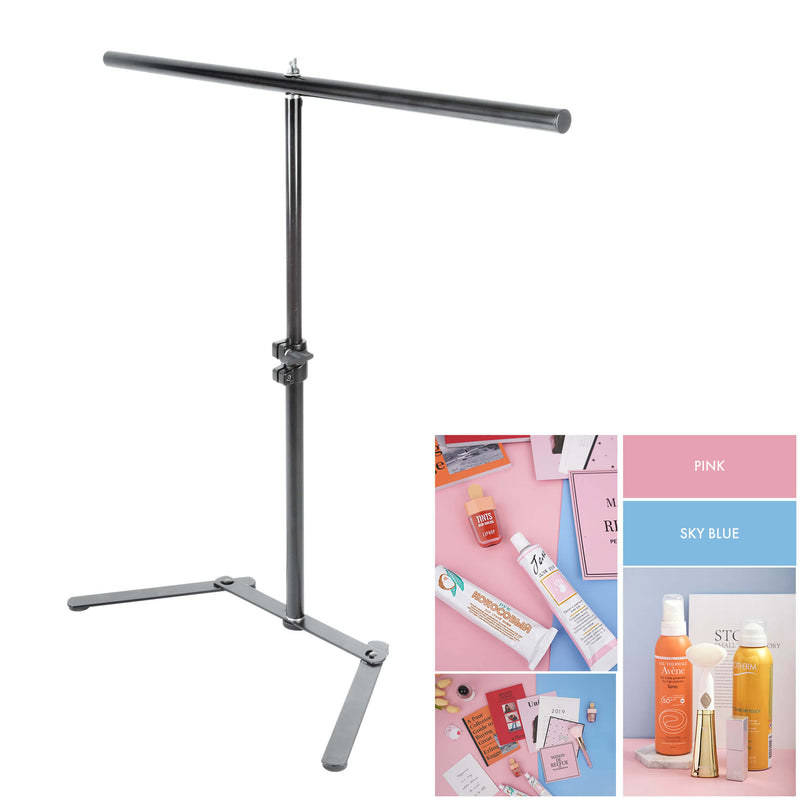 Hard-Wearing Dual-Sided Paper Background with Table-Top Stand (Pink& Sky Blue)