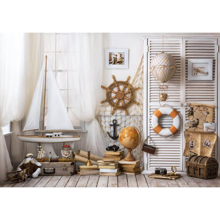 2x3m Vintage Ship Room Background Photography Props -PixaPro 