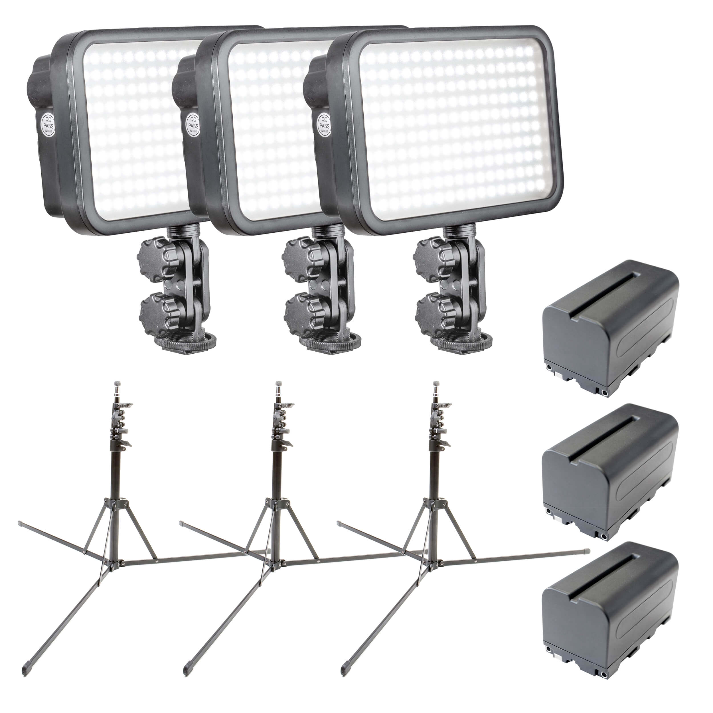 Triple Head LED170 Mini Panel with Stands & Batteries By PixaPro 