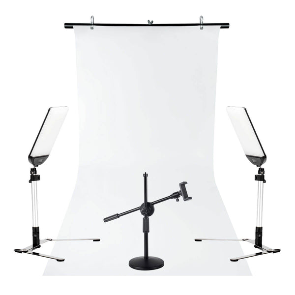 Two MOBI Table-Top LED Light Panel E-Commerce Photography Studio Shooting Kit (White) 