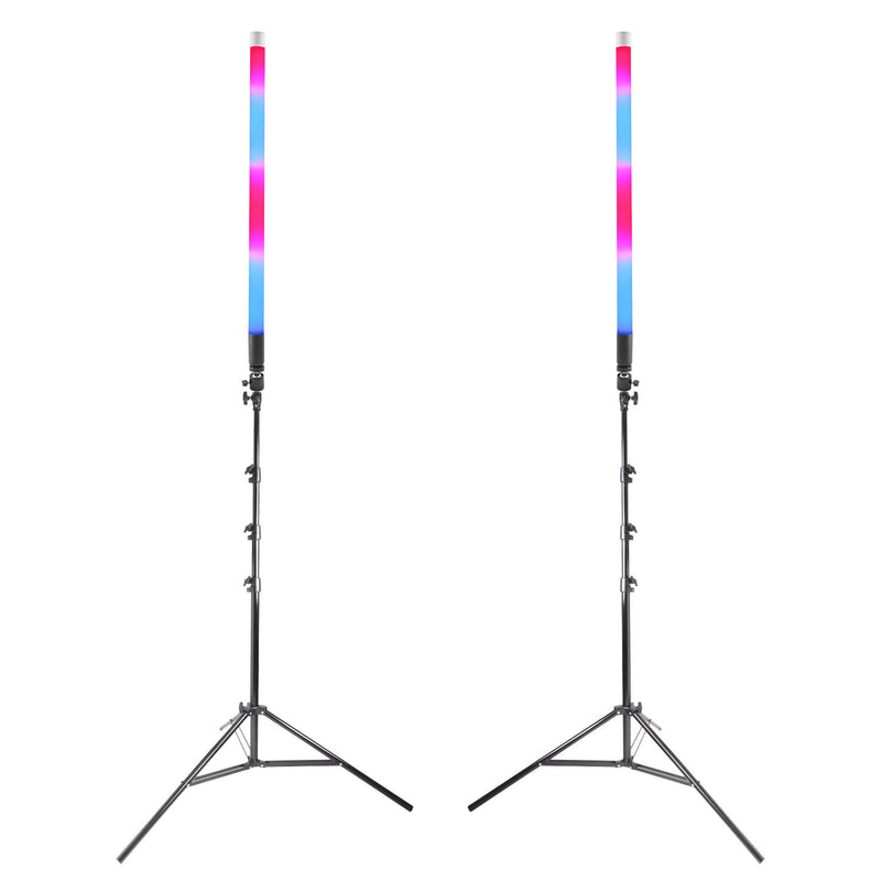 RGB 320-degree LED Tube Light 240cm Stand Twin Kit By PixaPro 