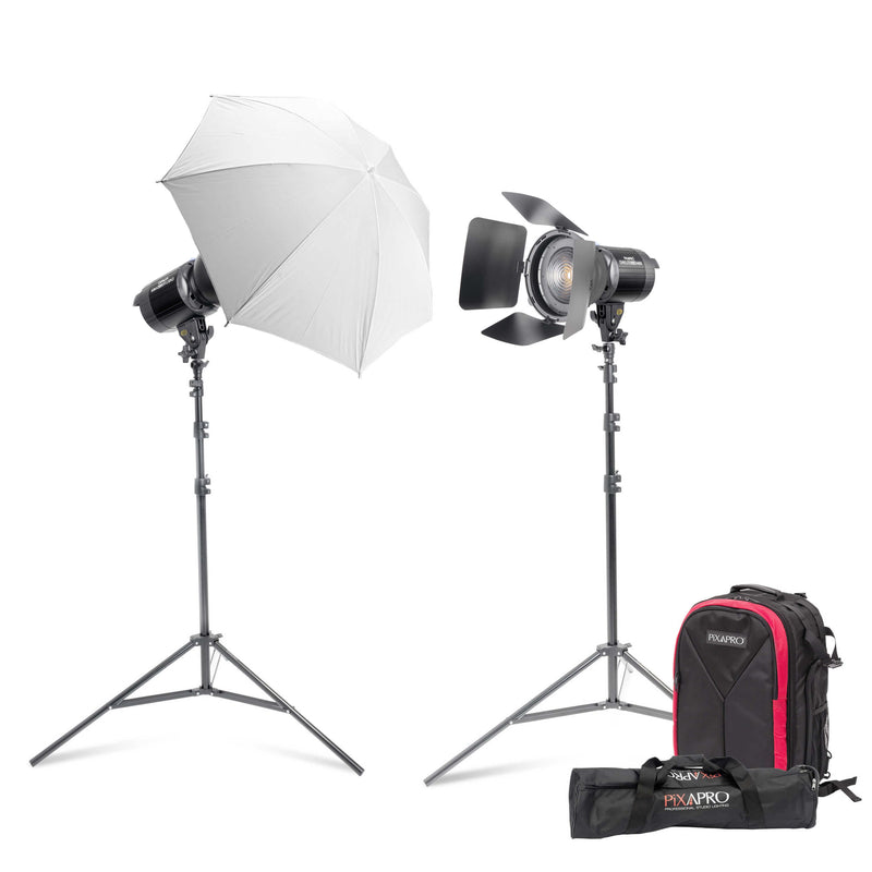 Daylite60D MKII Studio Light Twin Kit with Fresnel Lens and White Umbrella