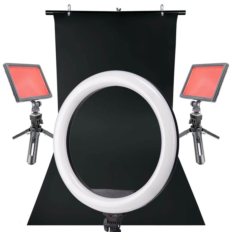RICO240II Table LED Light & Black Backdrop Product Shooting Kit 