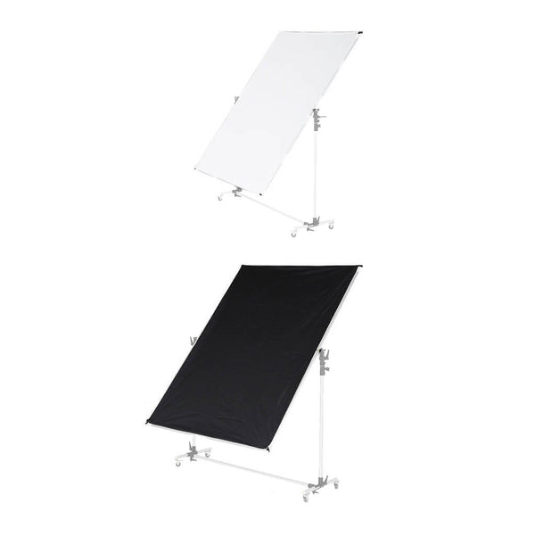 150x200cm (59"x78.7") Black/White Scrim Light Diffuser with Stand & Wheels 