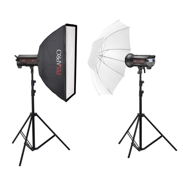 STORM400 MKIII Twin Flash Kit Umbrella and Softbox (QT400 III)