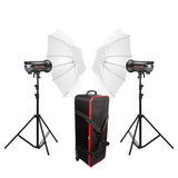 STORM400 MKIII Twin Studio Flash and Umbrella Kit By Pixapro 