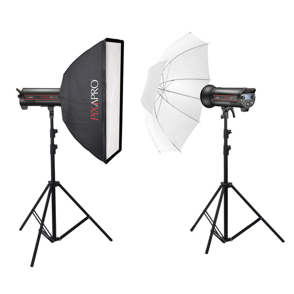 All-In-1 STORM1200III Twin Flash Head Umbrella & Softbox Kit 