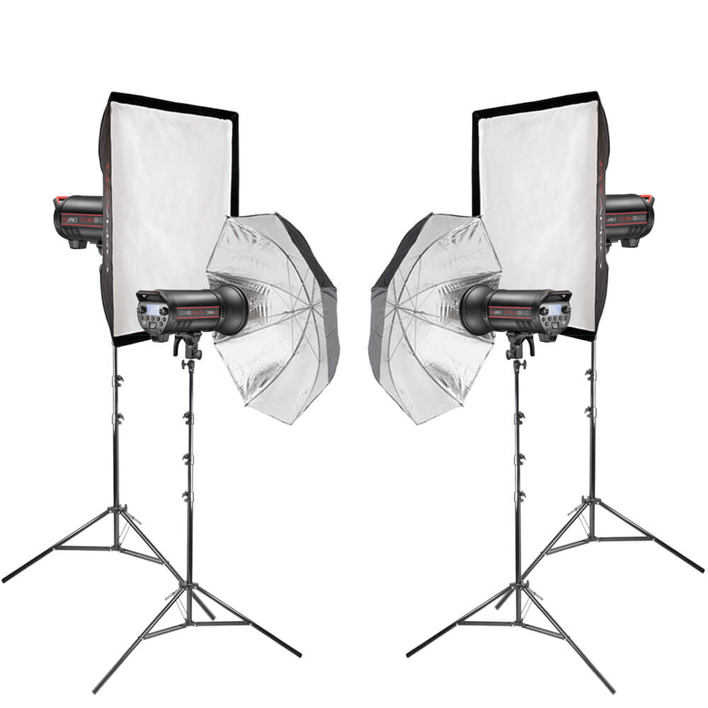 STORM400III Freeze Action Four Head Flash Studio Kit By PixaPro (QT400 III)