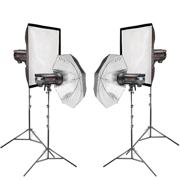 STORM400III Freeze Action Four Head Flash Studio Kit By PixaPro (QT400 III)