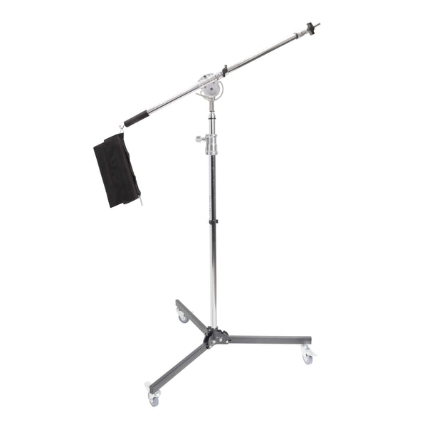 Heavy Duty Stainless Steel Rolling Base Boom Stand By PixaPro 